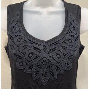 Anine Bing Womens Crocheted Front Tank Top Black Viscose Small
